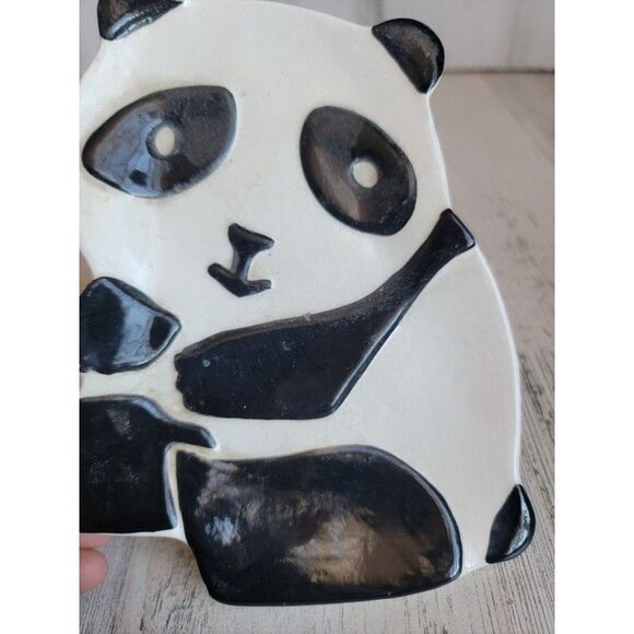 Vohann AS IS panda bear ceramic trinket plate zoo - Picture 5 of 7